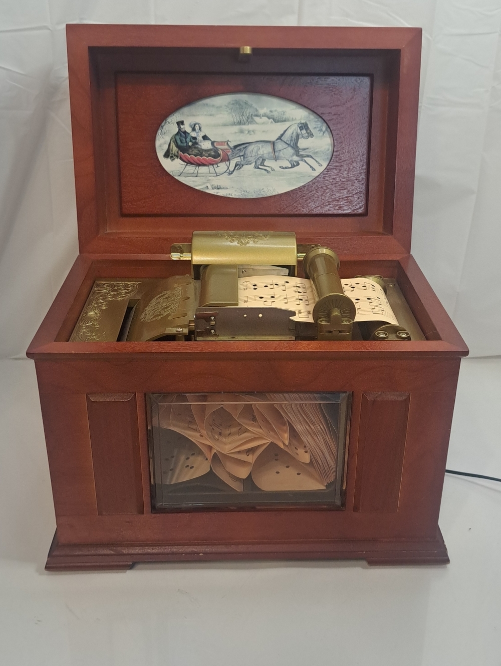 VINTAGE MR CHRISTMAS Music In Motion Wooden Music Box Player 15 Songs-WORKS